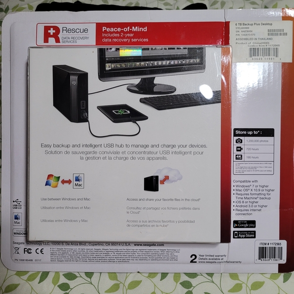 Seagate Backup Plus Hub 6TB External Hard Drive - Black (NWT) - Picture 2 of 6